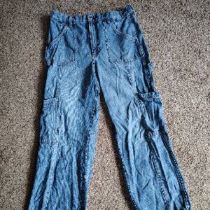 Arizona Wide Leg Carpenter Denim Pants Cargo Pockets Women's 14 Y2K Street style